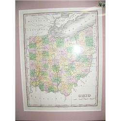 Matted and framed map of Ohio published by A. Finley of Philadelphia (194)