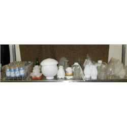 Huge collection of glass shades and chimneys and antique glass baby bottles (2)