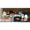 Image 1 : Collectors plates, marigold carnival glass, luster wear pitcher, sterling silver baby rattle, plasti