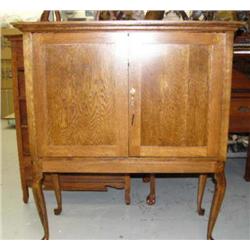 Solid oak Queen Anne legged entertainment center (2)