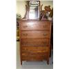 Image 1 : American oak high boy dresser with mirror (2)