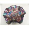 Image 2 : Cobalt blue fluted carnival glass bowl with grape design (194)