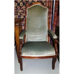 American walnut upholstered arm chair circa 1860 (194)
