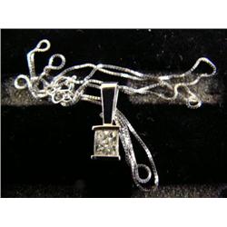 Diamond and 14K white gold pendant and chain, diamonds: round brilliant cut, approx. .63 carats, cla