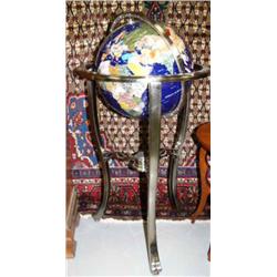 Stainless steel and enamel world globe on stand (199)