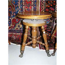 American oak ball and claw foot piano stool (199)
