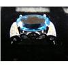 Image 2 : Blue topaz and diamond lady's rings, 14K white gold, topaz: oval faceted, approx 4 carats, clarity t