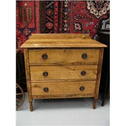 3 drawer Quarter Sawn oak chest of drawers circa 1900 (2)