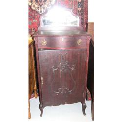 American mahogany music cabinet with mirror circa 1910 (2)