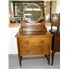 Image 1 : Quarter Sawn oak 2 drawer dresser with round beveled mirror (2)