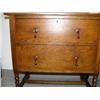Image 3 : Quarter Sawn oak 2 drawer dresser with round beveled mirror (2)