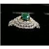 Image 2 : Emerald and diamond lady's ring, 14 K yellow gold, emerald: oval, faceted, approx. 1 carat, semi-tra