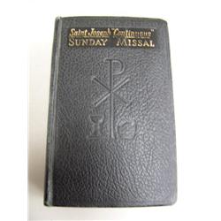 "St. Joseph Continues Missal" Catholic Book publishing company 1961 Black leather bound with gilded 