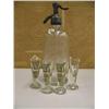 Image 1 : Lot of: JC Fullerton from Fairfax MN seltzer bottle and 4 Sheller's Best shot glasses (194)