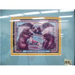 CHOICE on 4 framed advertising pieces: sliced Hawaiian pineapple, 2 brown bears and eagle (194)
