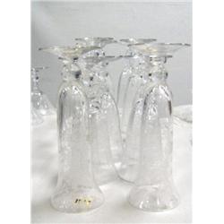 CHOICE on 8 sets of Cambridge Rosepoint Glass wear: 14 glasses: 2 flower holders 6004-8, 6- 5 oz. tu