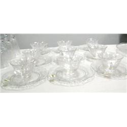 CHOICE on 8 sets of Cambridge Rosepoint Glass wear: set of 9 cups and saucers 3900/17 (189)