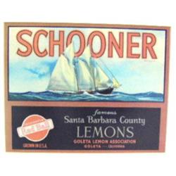 CHOICE on 4 framed advertising pieces: Schooner famous Santa Barbara County Lemons (194)
