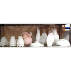 Lot of glass shades and chimneys (2)