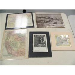 Lot of shrink-wrapped prints: Globe-Wernicke ad, West Canada map, Northern US map, View from Bluff -