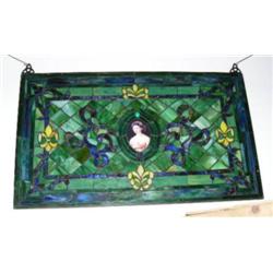 Stained glass window with bust of women (2)