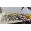 Image 1 : Drill Bits , Belt Sanding Paper, Shims. Various Sanding Paper in Storage Tub