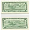 Image 2 : Lot of 2 Consecutive Serial Number 1954 Modified Portrait $1 notes. Lawson-Bouey signatures. Z/F Pre
