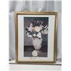 Image 1 : Large "Monet peonies 1864" flower vase framed glass picture - 25x31"H