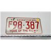 Image 1 : 1973 RCMP Saskatchewan license plate - F 98-387