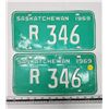 Image 1 : Pair of 1969 Saskatchewan license plates - R 346