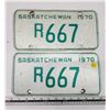 Image 1 : Pair of 1970 Saskatchewan license plates - R 667