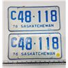 Image 1 : Pair of 1976 Saskatchewan license plates - C 48-118
