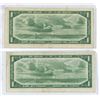 Image 2 : Lot of 2 (1954) bank of canada $1 bills- K/L723252 and V/N6781118