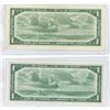 Image 2 : Lot of (1954) bankof canada $1bills-X/F5064173 and G/N 9054068