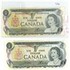 Image 1 : Lot of 2 1973 bank of canada $1 bills- ECS 8246012 and BCG4970765