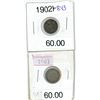 Image 1 : Lot of 2 (1902H and 1903) canadian silver 5 cent coins