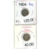 Image 1 : Lot of 2 (1904 and 1906) canadian silver 5 cent coins