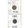 Image 1 : Lot of 2 (1907 and 1909) canadian silver 5 cent coins