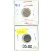 Image 1 : Lot of 2 (1912-1913) canadian silver 5 cent coins
