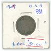 Image 1 : 1909 USA libety 5 cent coin