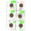 Image 1 : Lot of 6 (1961D, 1964-68) USA 1 cent coins