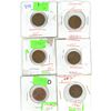 Image 1 : Lot of 6 (1961, 1969, 1974D-75D, 1979D, 1990D) USA one cent coin