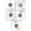 Image 1 : Lot of 5 (1967, 2x1973 and 2x1974) canadian dimes