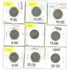 Image 1 : Lot of 9 (2x1939, 1940-41, 2x1942 and 1956-58) 5 cent coins