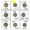 Image 1 : Lot of 9 (1934-35, 2x1936, 1938,1941, 2x1942 and 1943) 5 cent coins