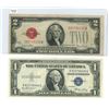 Image 1 : Lot of 2 (1928G $2 and 1935E $1) american bills