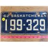 Image 2 : 2 single 1962 Sask License Plates