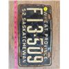 Image 1 : 1 1952 Sask License Plate