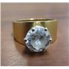 Image 1 : 14K large diamond? gold ring -size 6 stone not authenticated