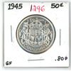 Image 1 : 1945 canadian silver half-dollar- (.800 silver)